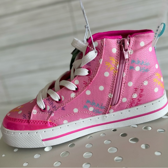 🆕 Disney Ltd Ed. Hot Pink Minnie Mouse Bow Icon Zip-Side High-Top Sneakers - Picture 11 of 14